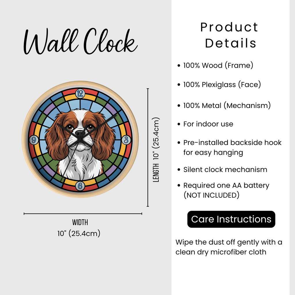 Caviler King Charles Color Wheel Wall Clock — Spaniel Dog Home Decor