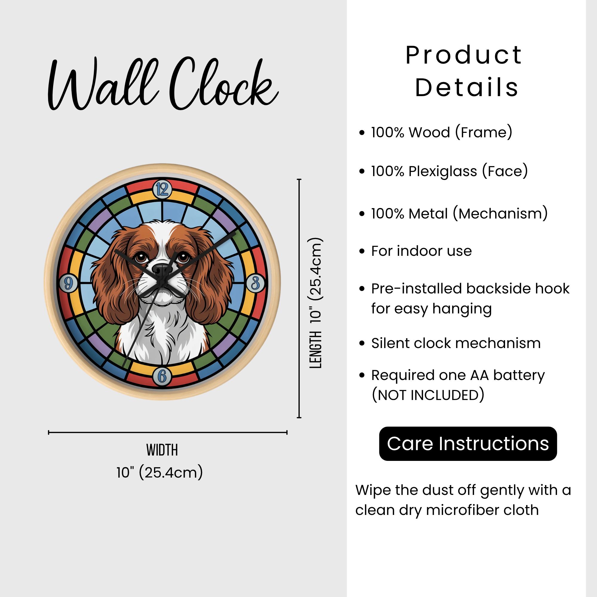 Caviler King Charles Color Wheel Wall Clock — Spaniel Dog Home Decor