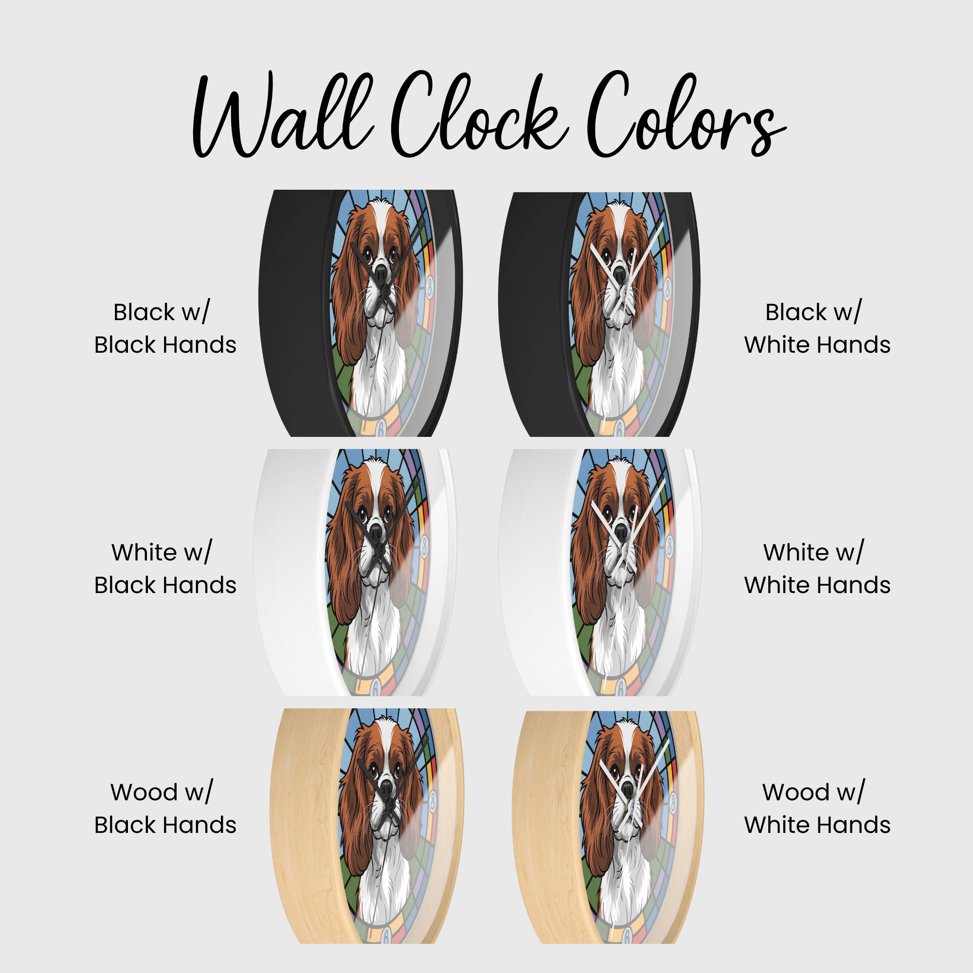 Caviler King Charles Color Wheel Wall Clock — Spaniel Dog Home Decor