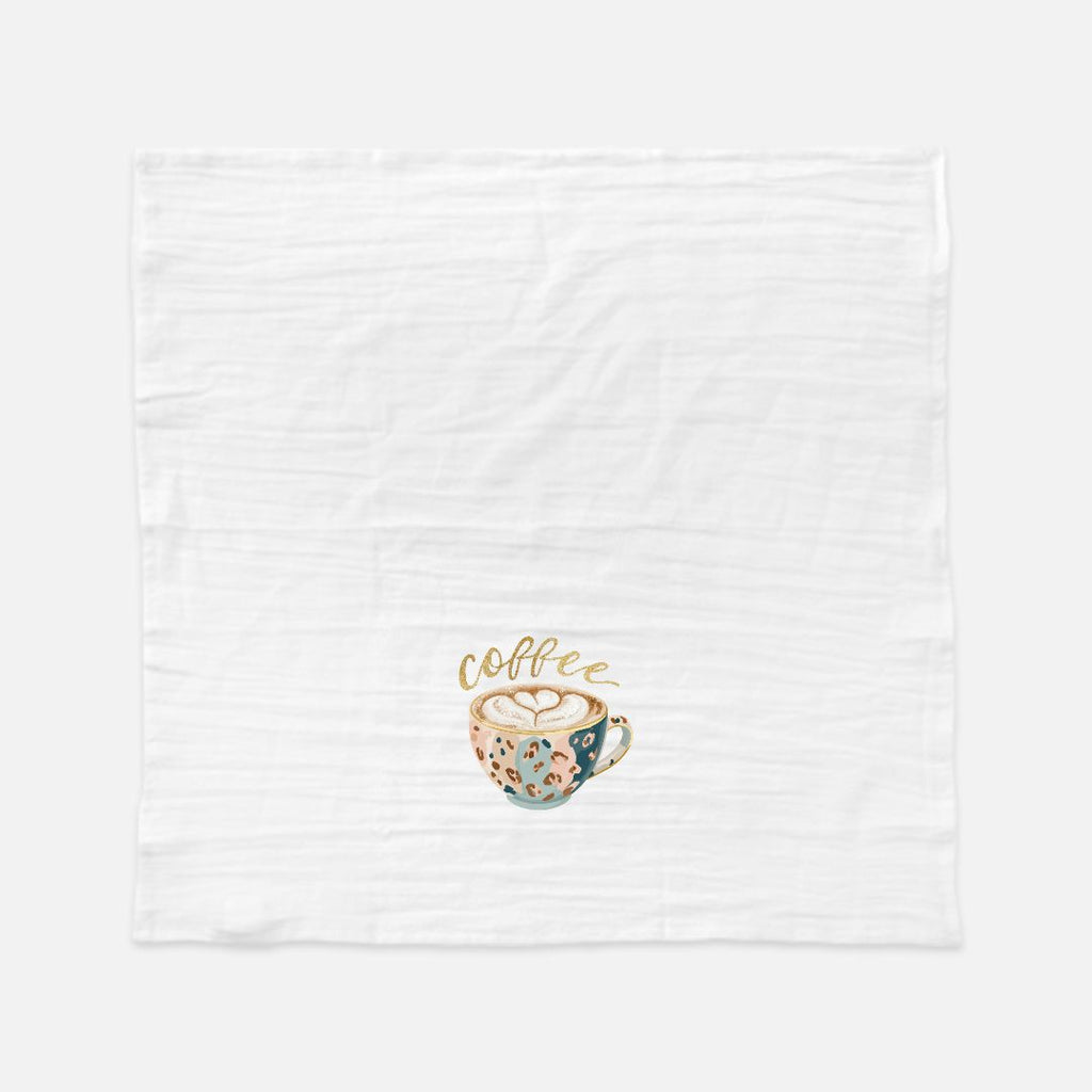 Floral coffee cup design on a white background