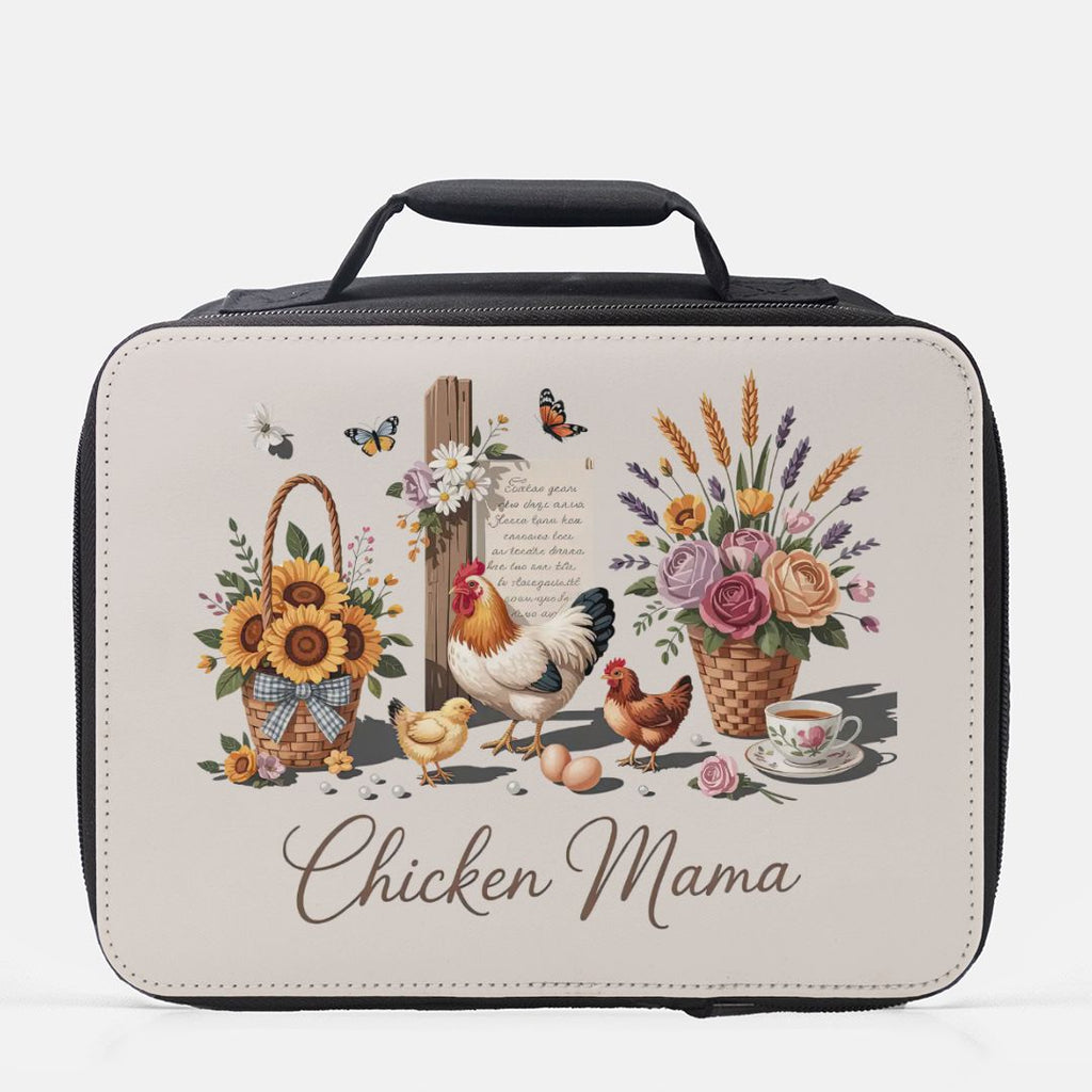  insulated lunch bag with 'Chicken Mama' design on a white background