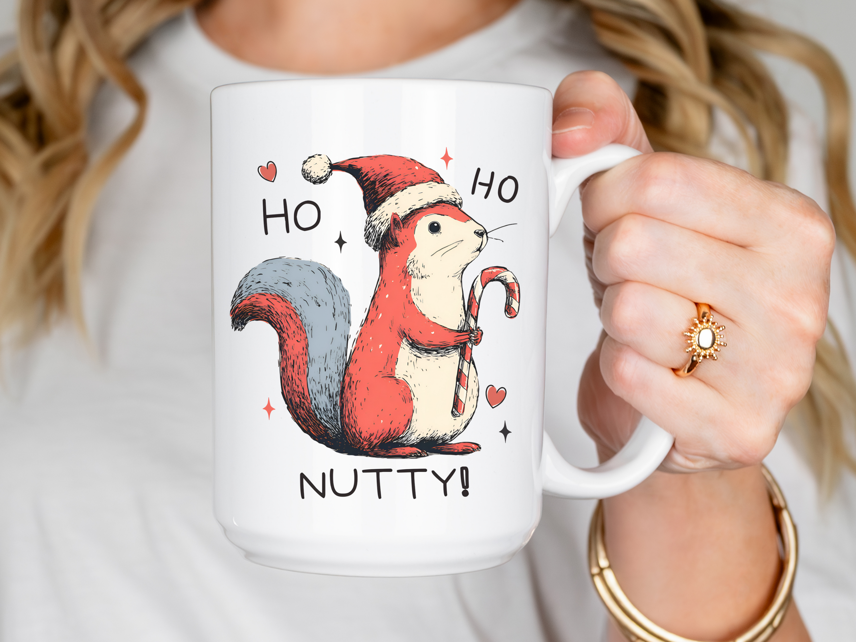 Christmas Squirrel Ho Ho Nutty! Ceramic Mug