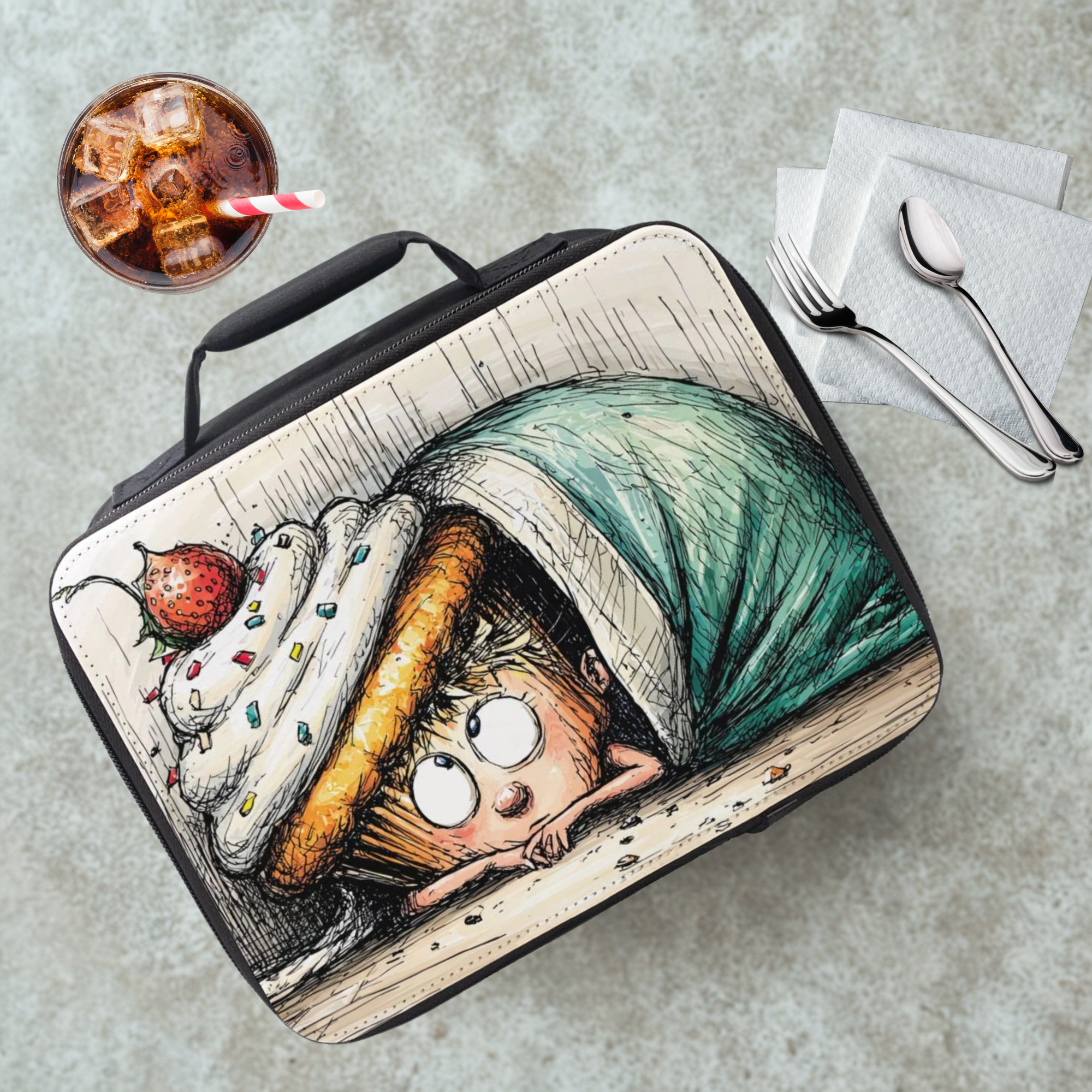Comfort In A Cupcake Lunch Bag - Cartoon Art Lunchbox