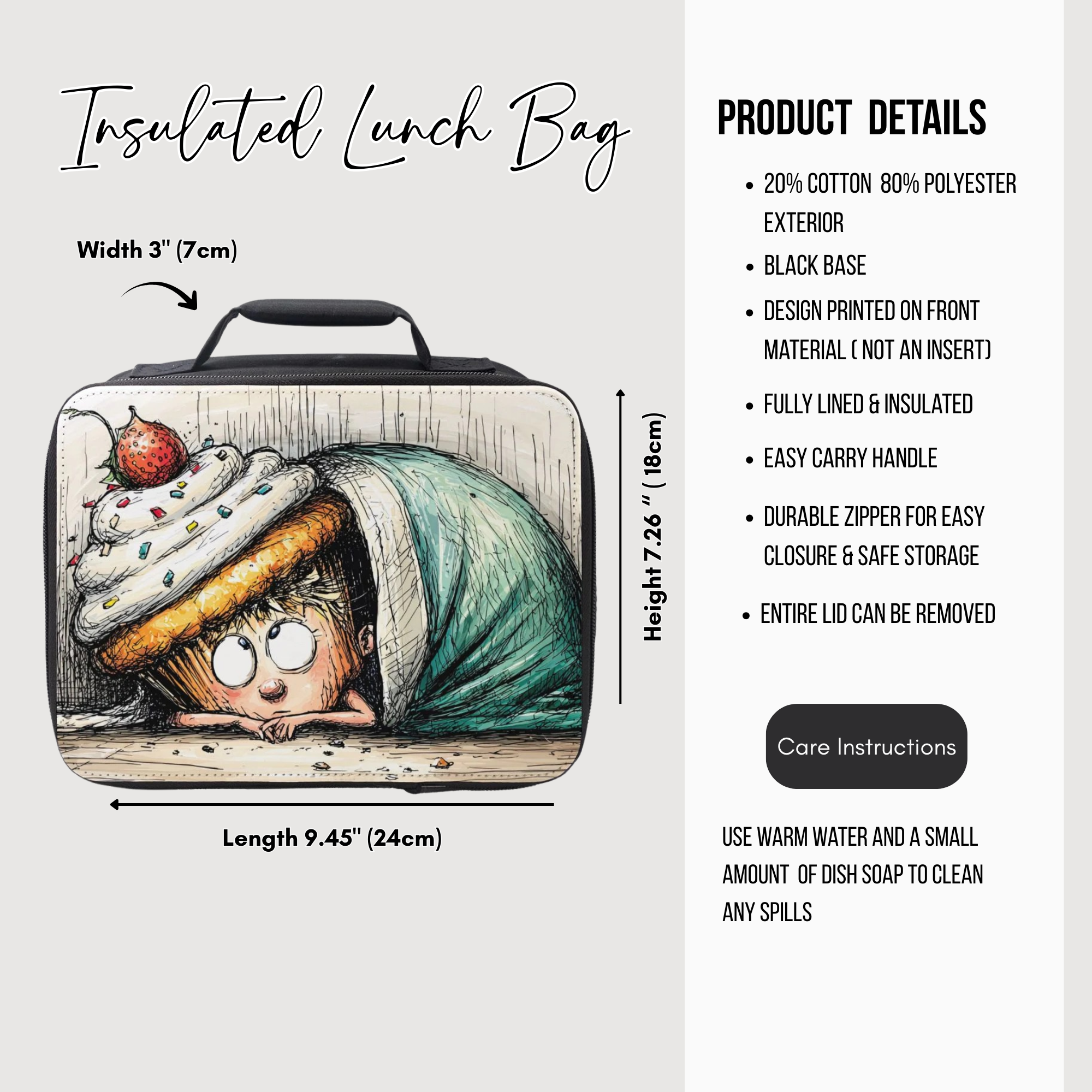 Comfort In A Cupcake Lunch Bag - Cartoon Art Lunchbox