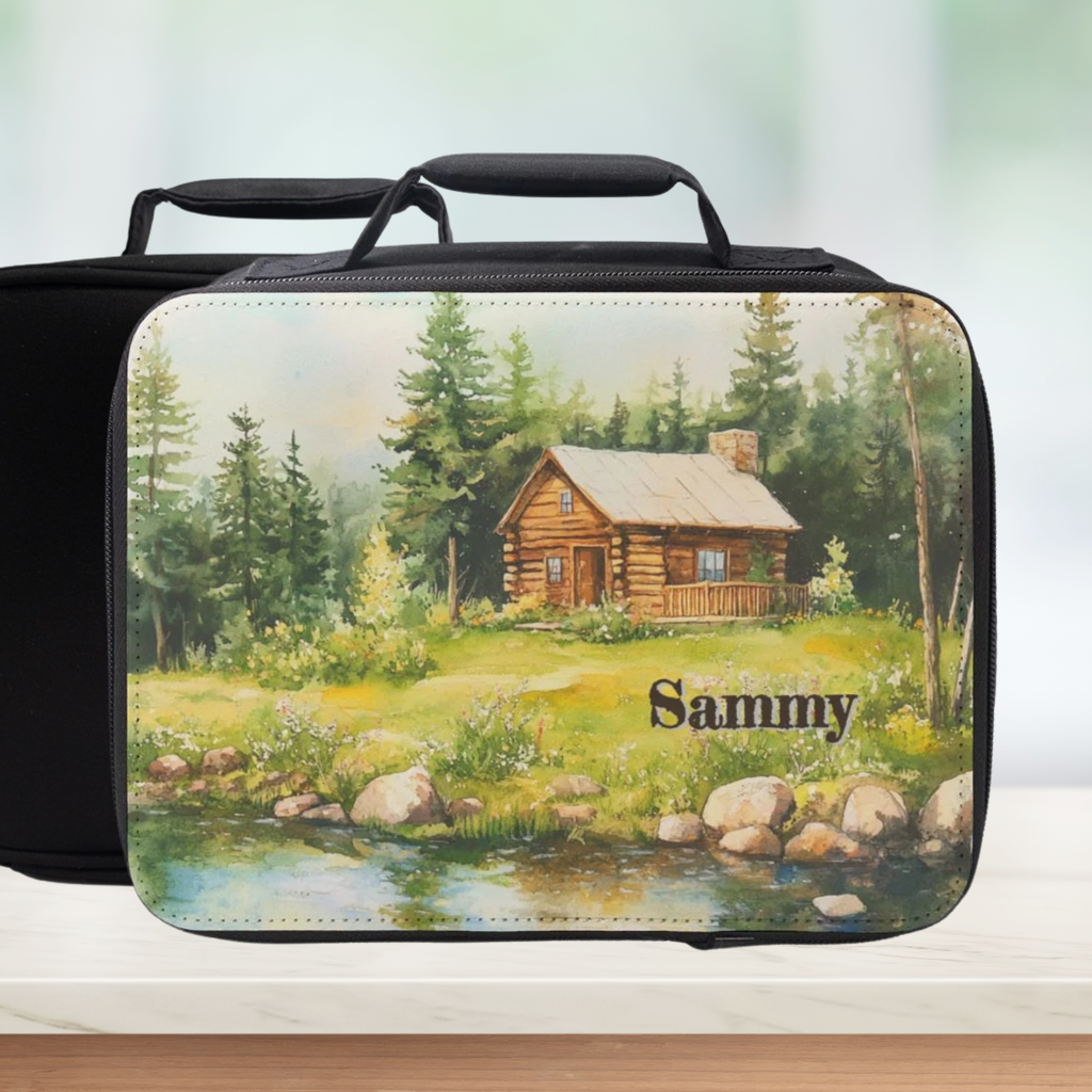 Custom Cabin By The Lake Insulated Lunch Bag - Wilderness Lunchbox
