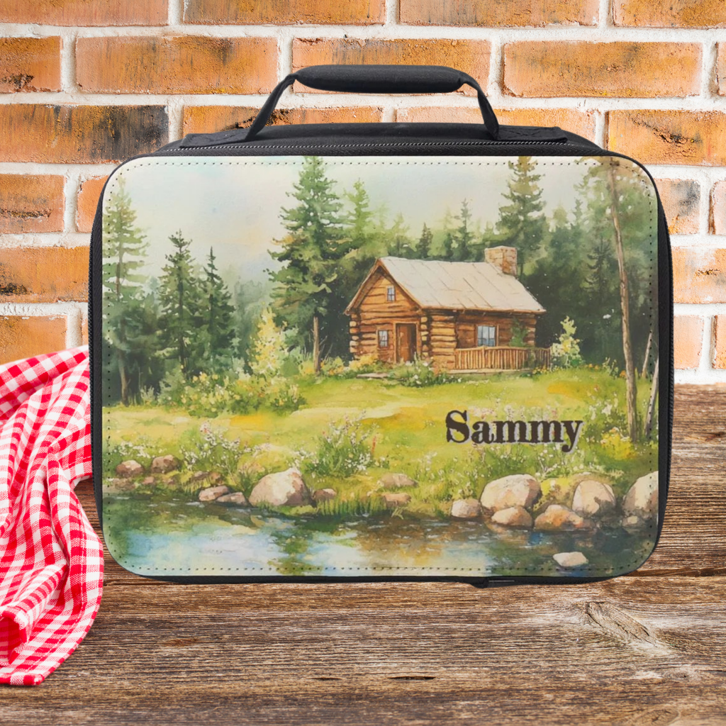 Custom Cabin By The Lake Insulated Lunch Bag - Wilderness Lunchbox