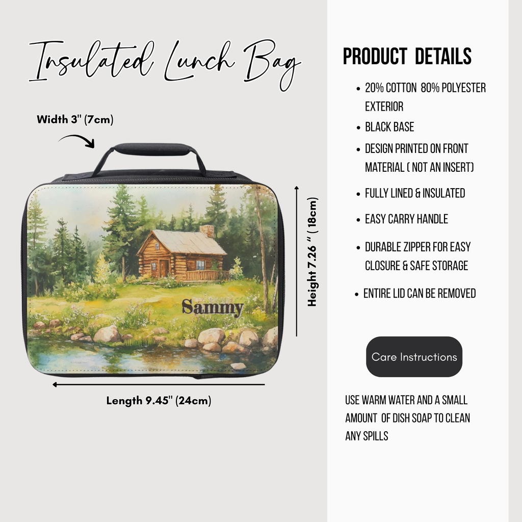 Custom Cabin By The Lake Insulated Lunch Bag - Wilderness Lunchbox