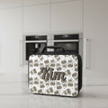 Lunch bag with a personalized name printed on it and decorative camo cherry pattern