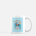 Mug with a colorful design of a horse and text on a white background