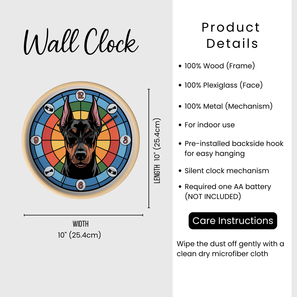 Doberman Pincer Color Wheel Wall Clock — Dog Home Decor