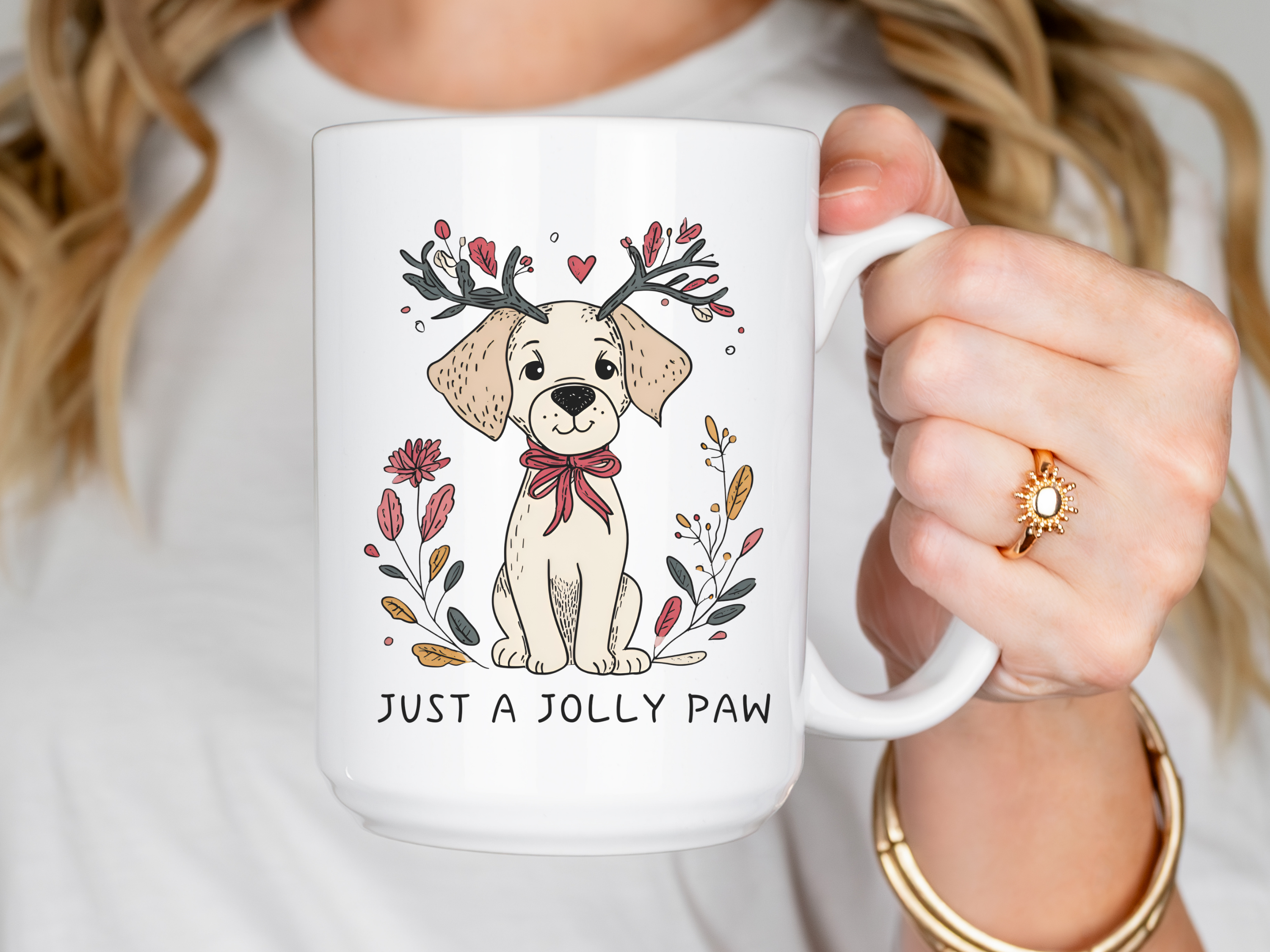 Dog Just A Jolly Paw Christmas Mug Deluxe 15oz.