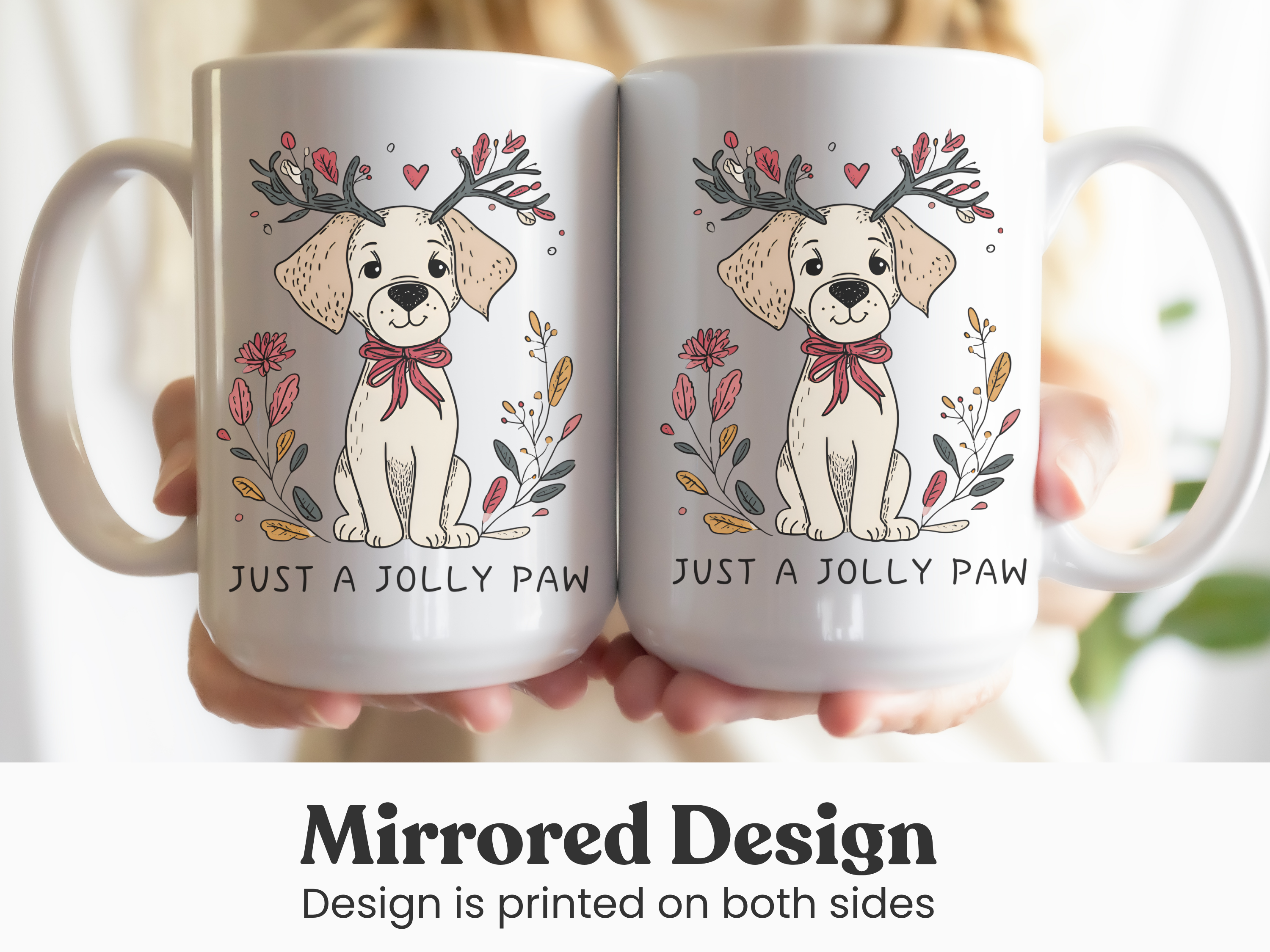 Dog Just A Jolly Paw Christmas Mug Deluxe 15oz.