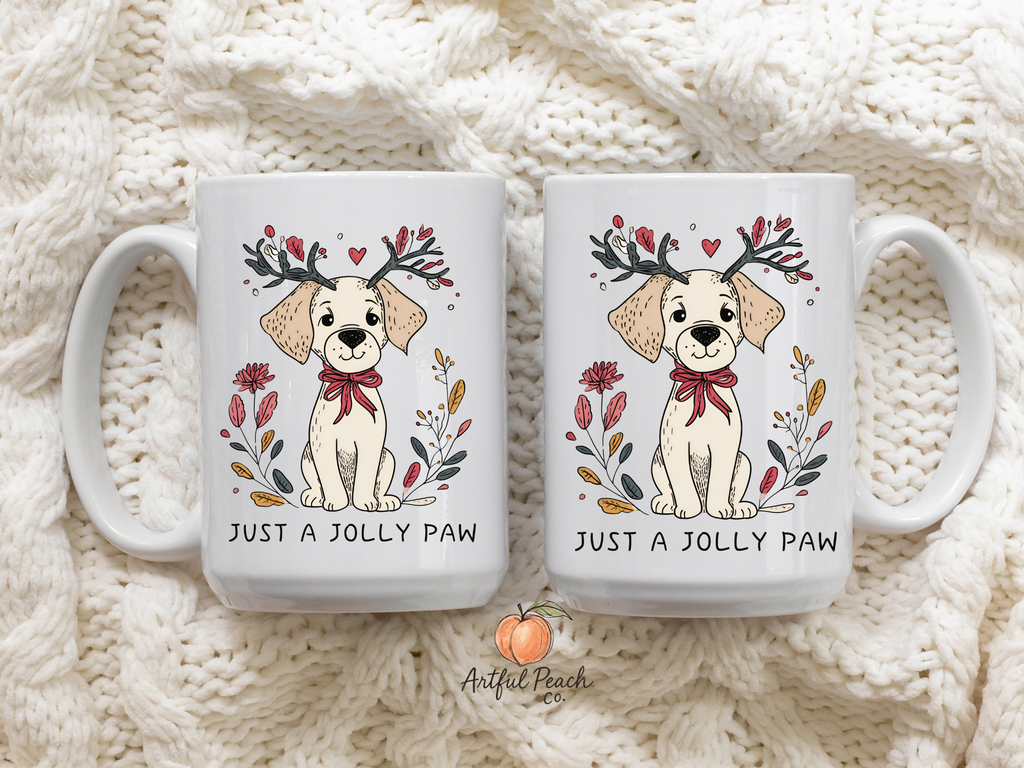 Dog Just A Jolly Paw Christmas Mug Deluxe 15oz.