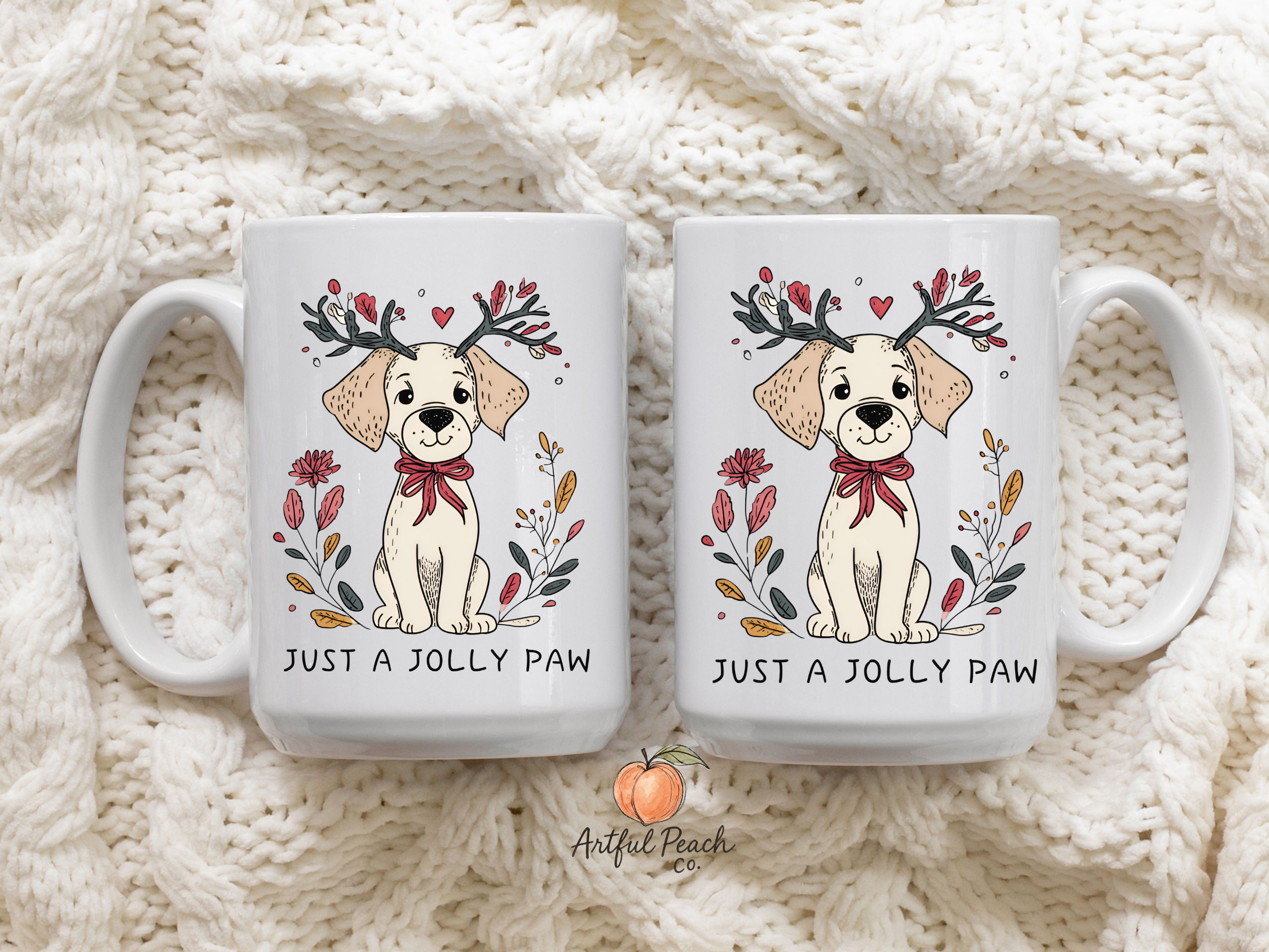 Dog Just A Jolly Paw Christmas Mug Deluxe 15oz.