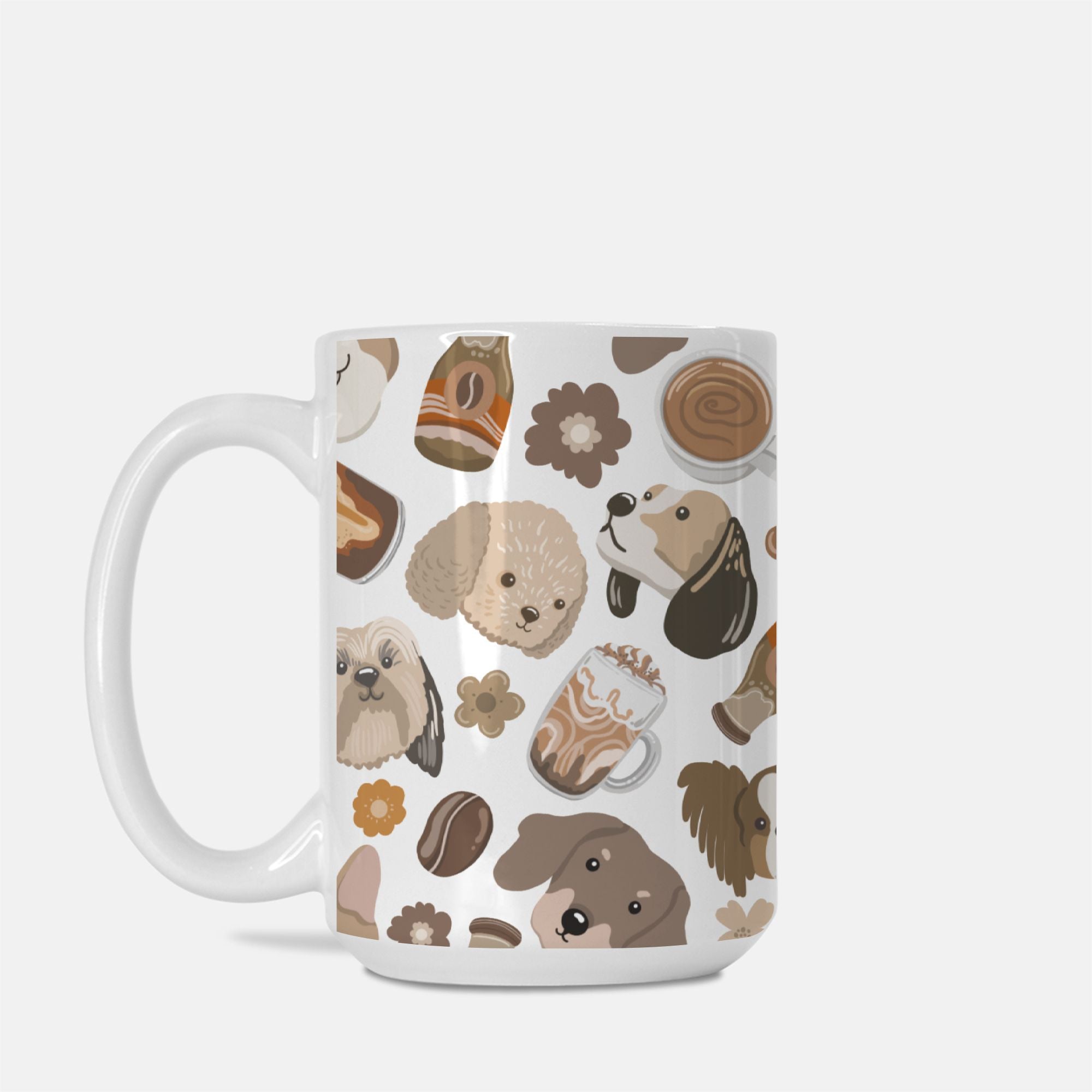 Mug with dog pattern on a white background