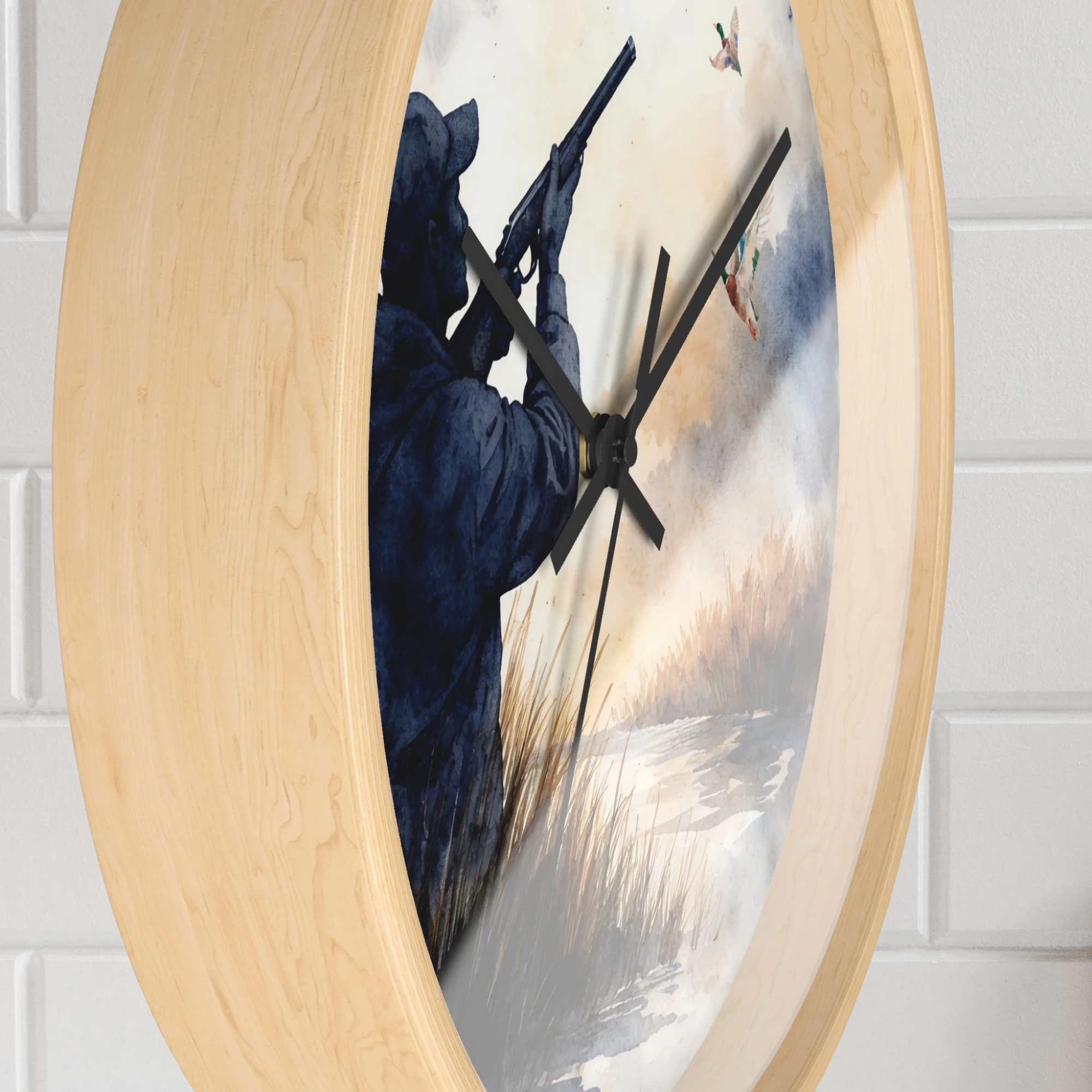 Duck Hunter Wall Clock | Watercolor Marsh Hunting Decor