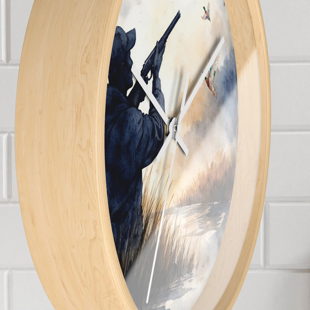 Duck Hunter Wall Clock | Watercolor Marsh Hunting Decor