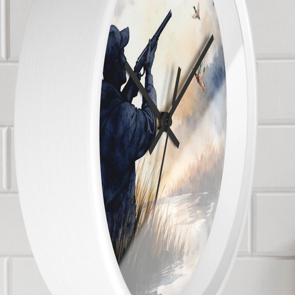 Duck Hunter Wall Clock | Watercolor Marsh Hunting Decor