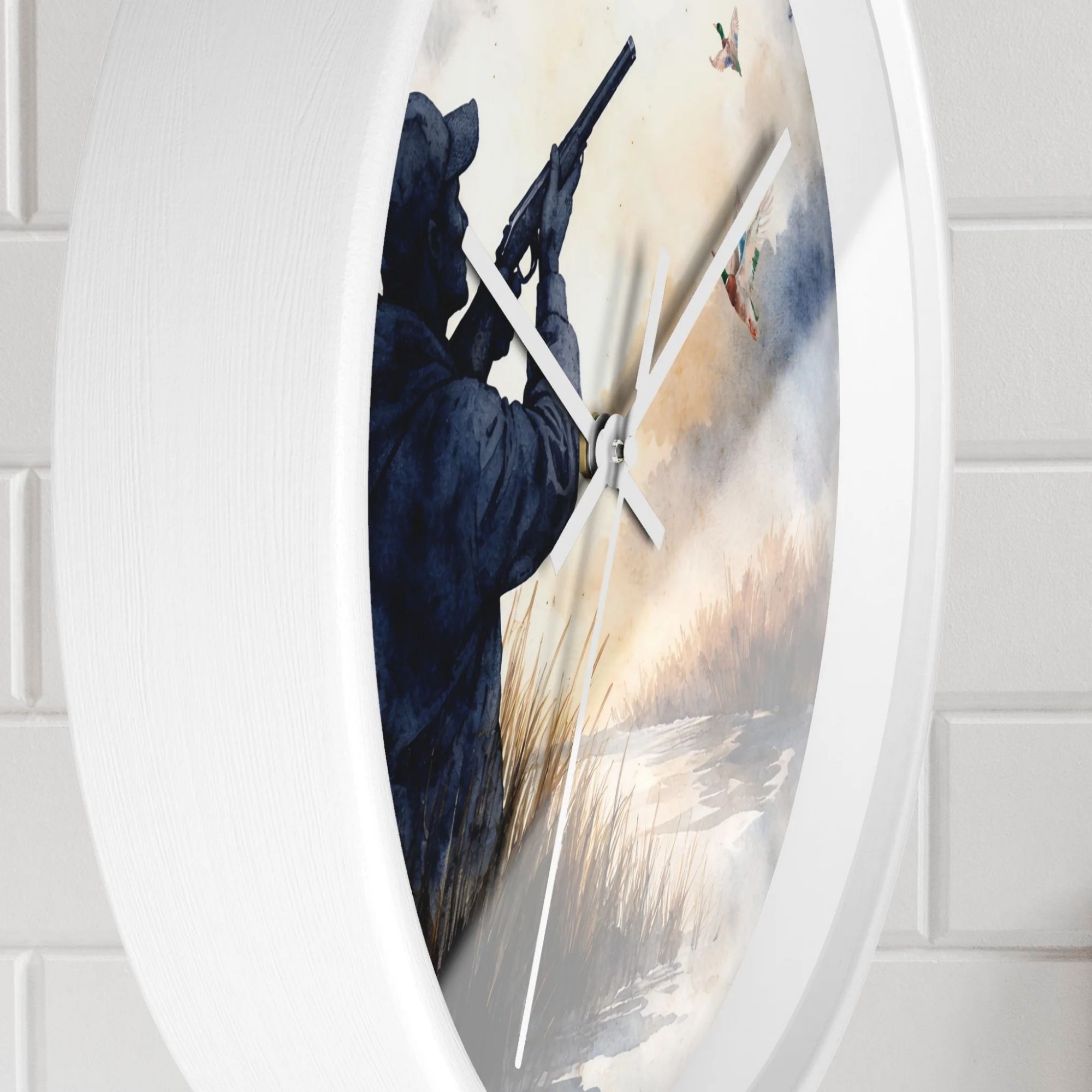Duck Hunter Wall Clock | Watercolor Marsh Hunting Decor
