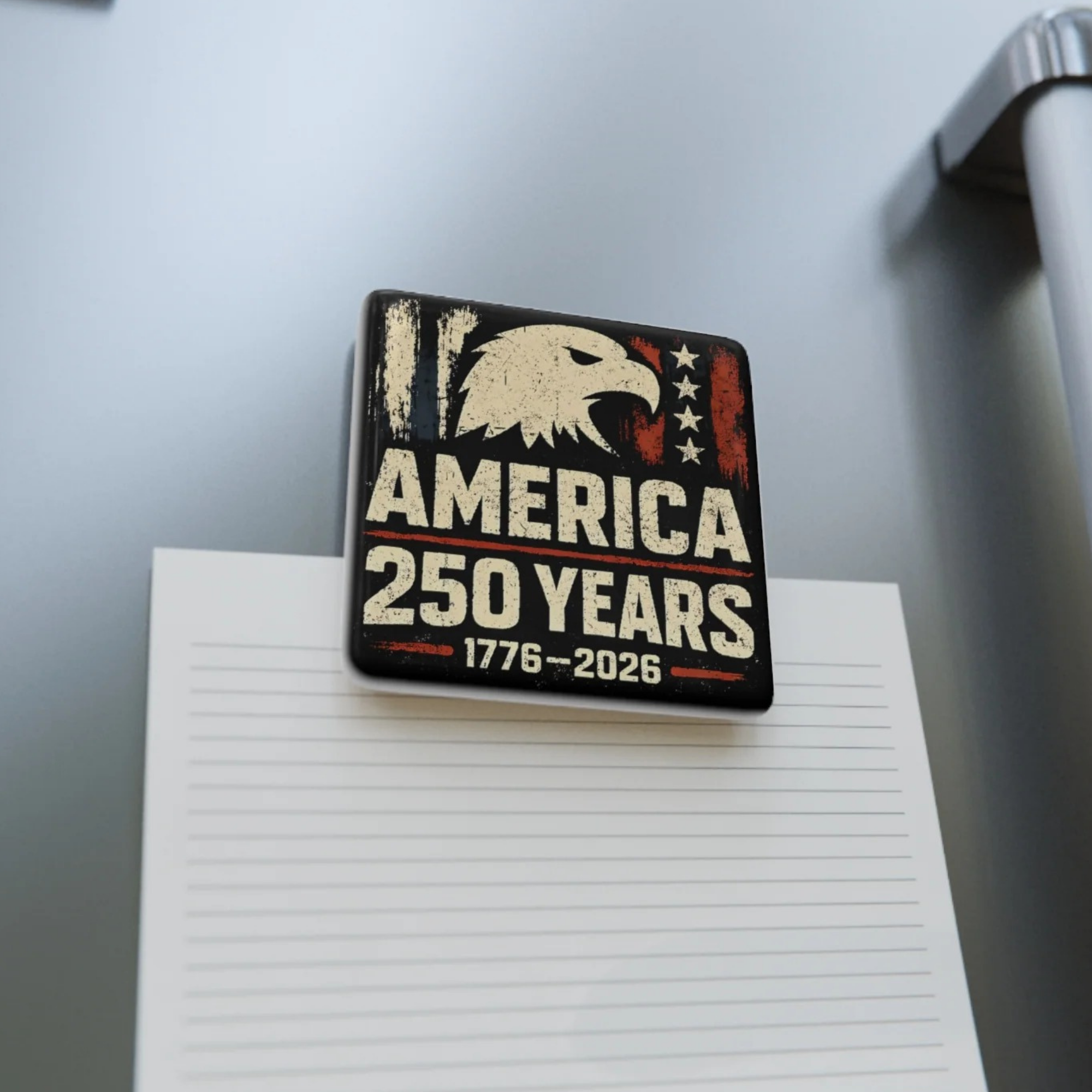 America 250 Years Porcelain Square Magnet — 1776–2026 Patriotic Eagle