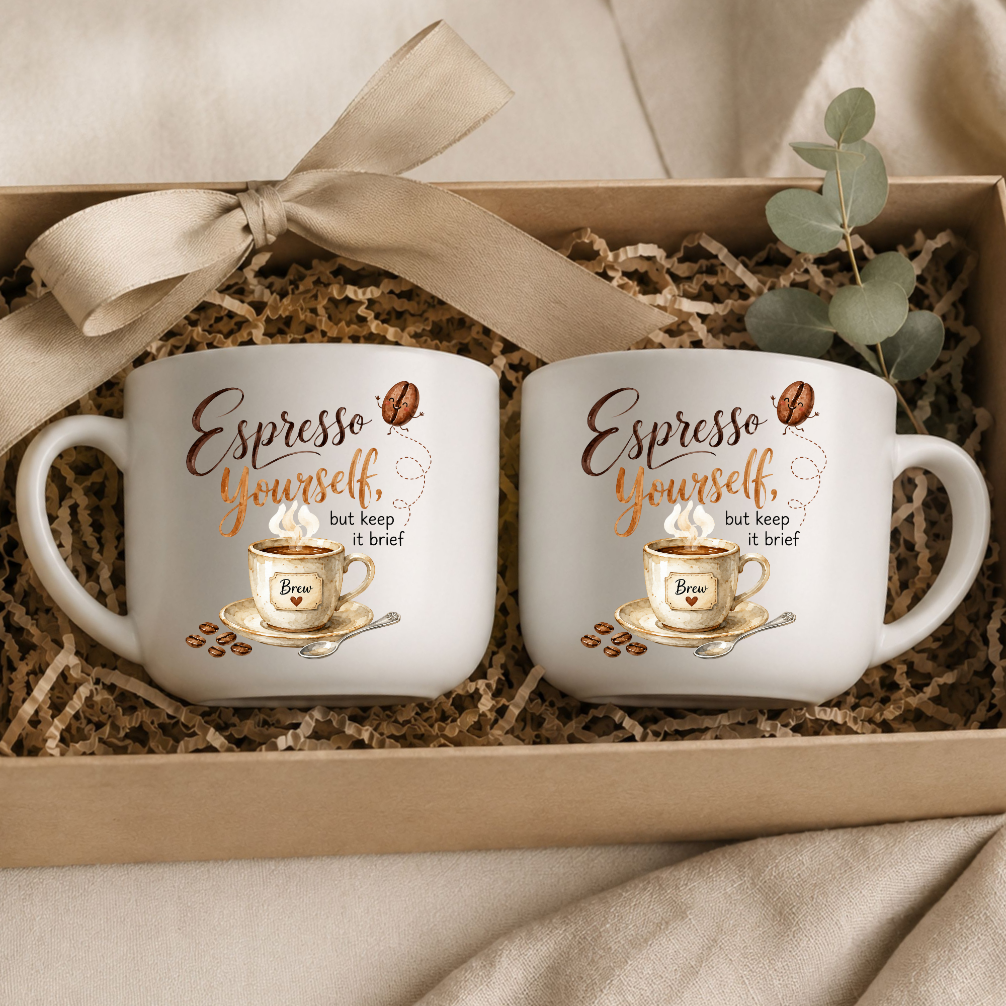 25oz Latte Mug - "Espresso Yourself" Ceramic Coffee Cup, Large Gift for Coffee Lovers