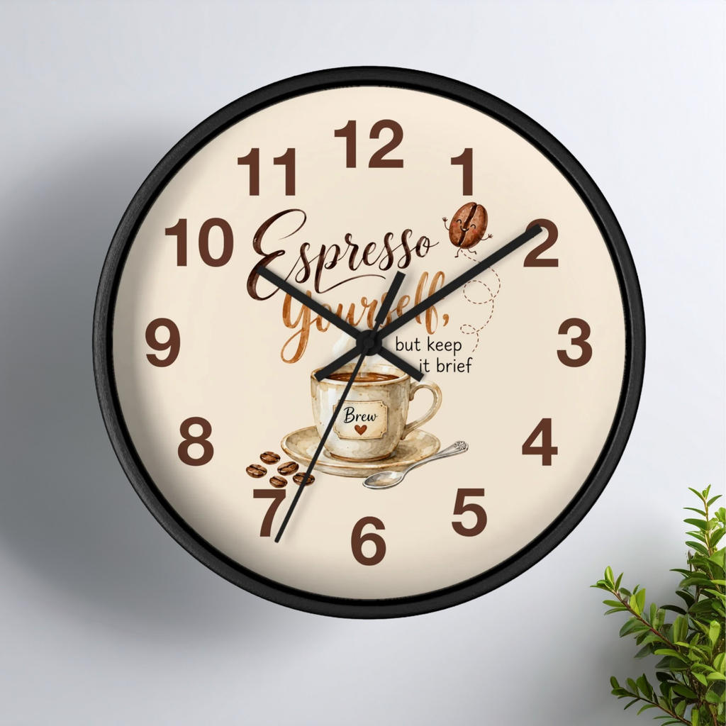 Espresso Yourself Coffee Wall Clock — Cute Café Kitchen Décor