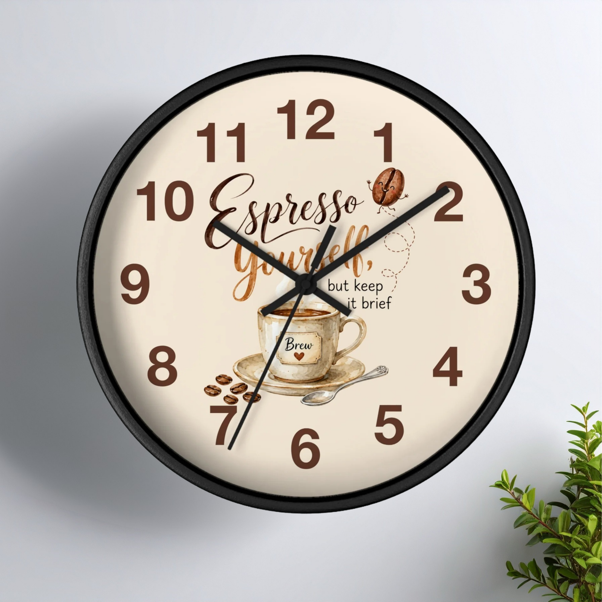 Espresso Yourself Coffee Wall Clock — Cute Café Kitchen Décor