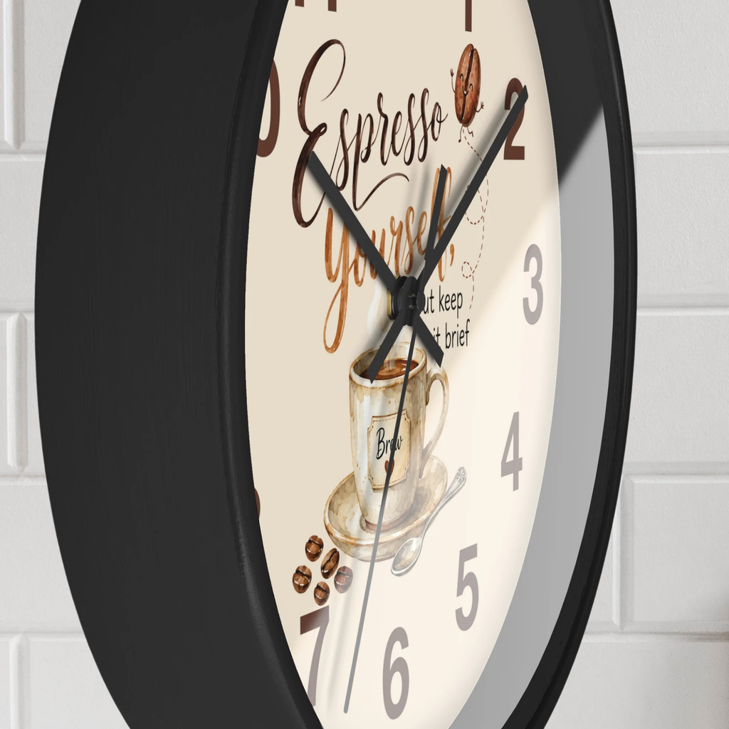 Espresso Yourself Coffee Wall Clock — Cute Café Kitchen Décor