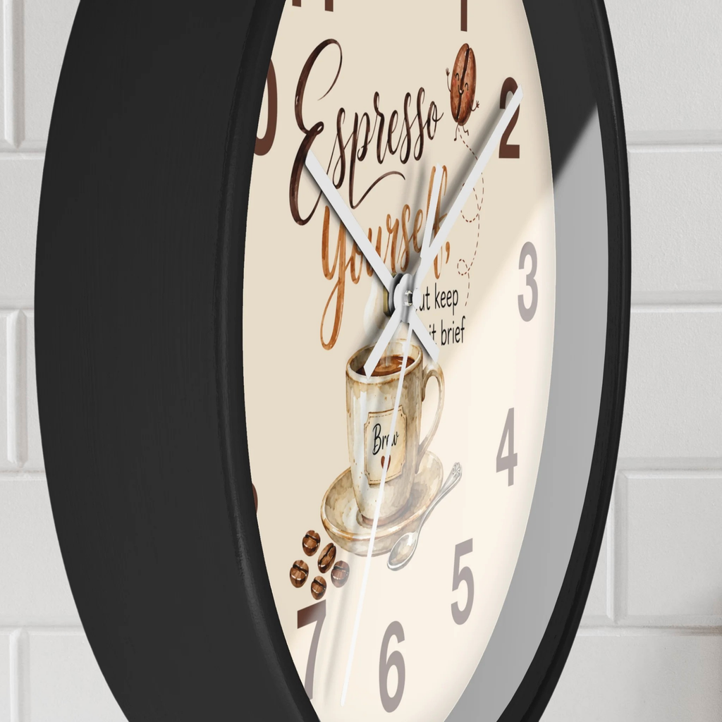 Espresso Yourself Coffee Wall Clock — Cute Café Kitchen Décor