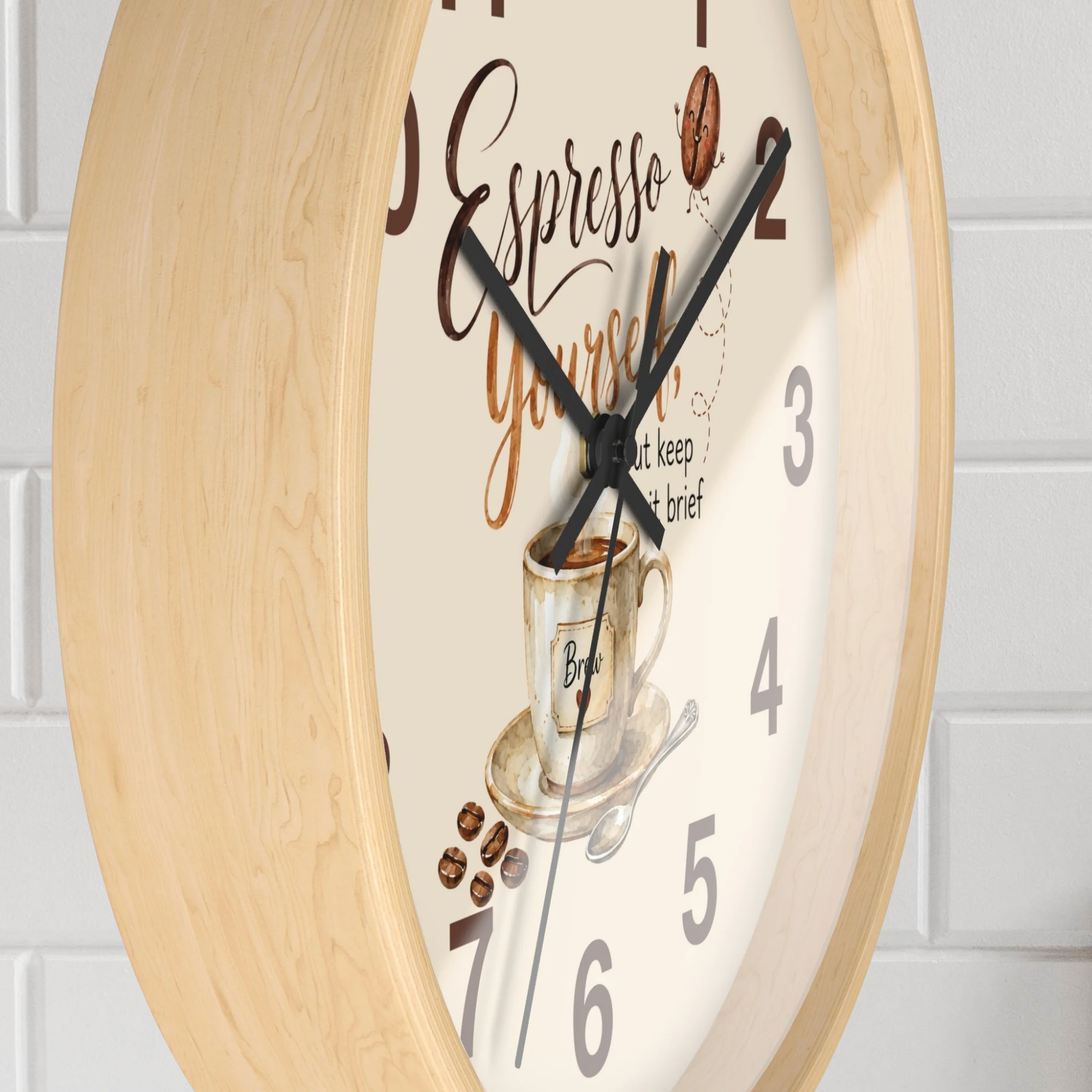 Espresso Yourself Coffee Wall Clock — Cute Café Kitchen Décor