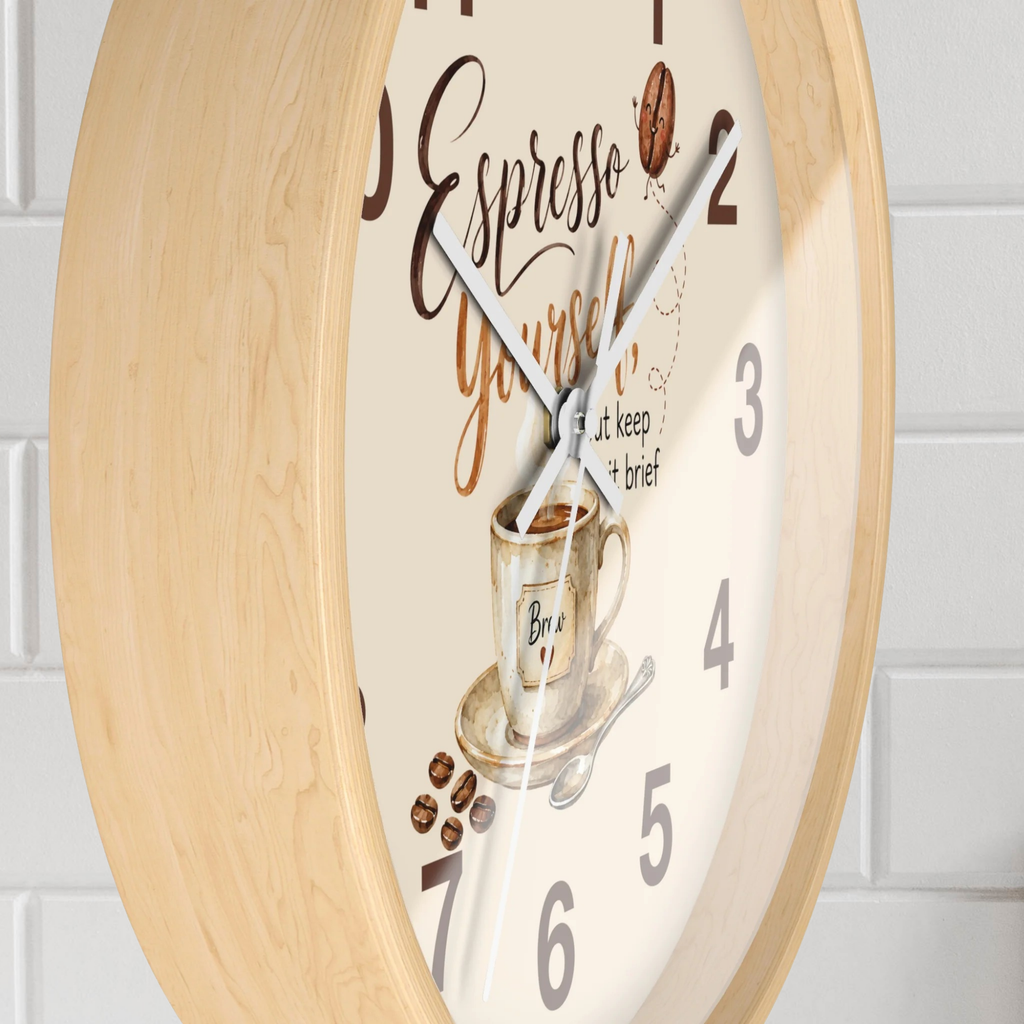 Espresso Yourself Coffee Wall Clock — Cute Café Kitchen Décor