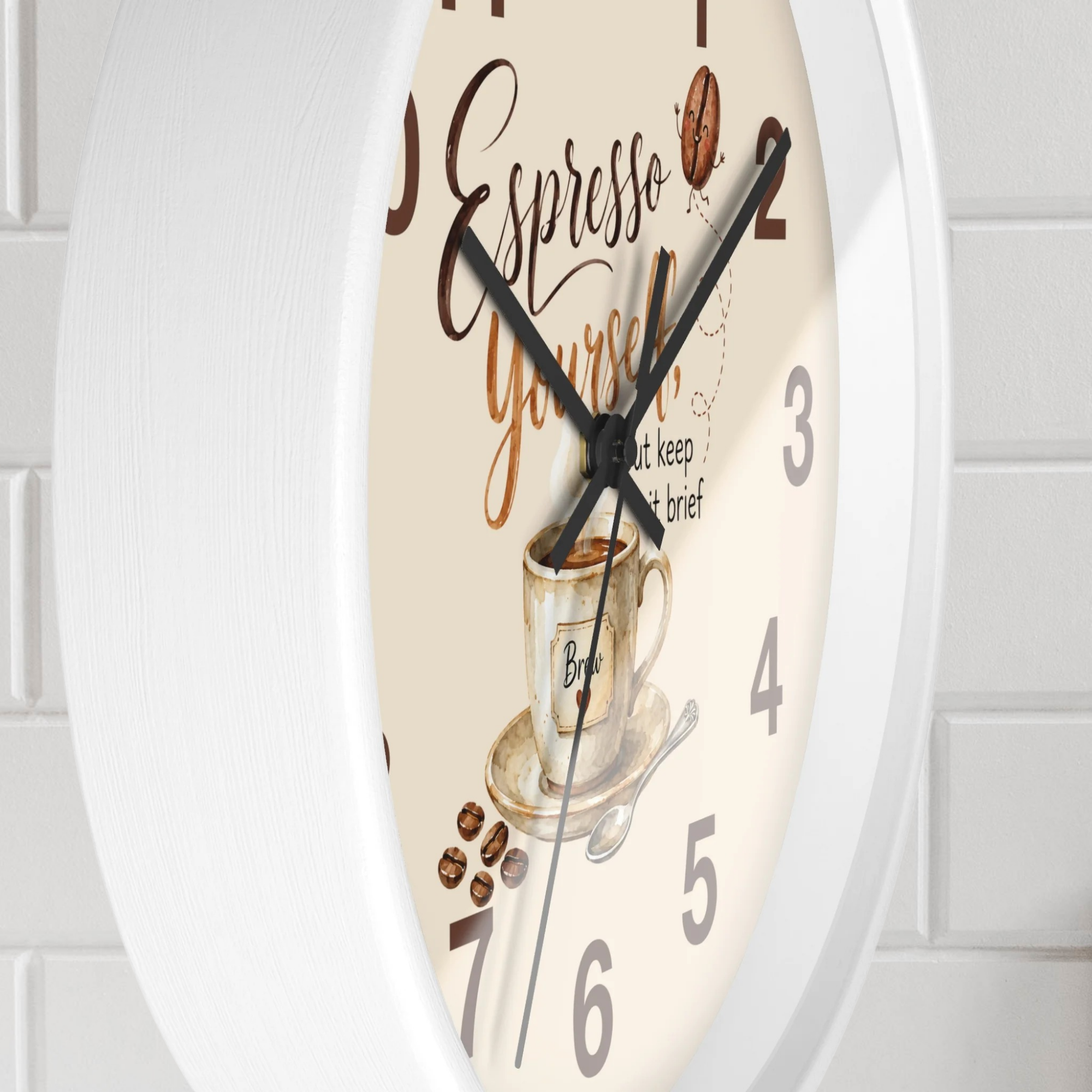Espresso Yourself Coffee Wall Clock — Cute Café Kitchen Décor