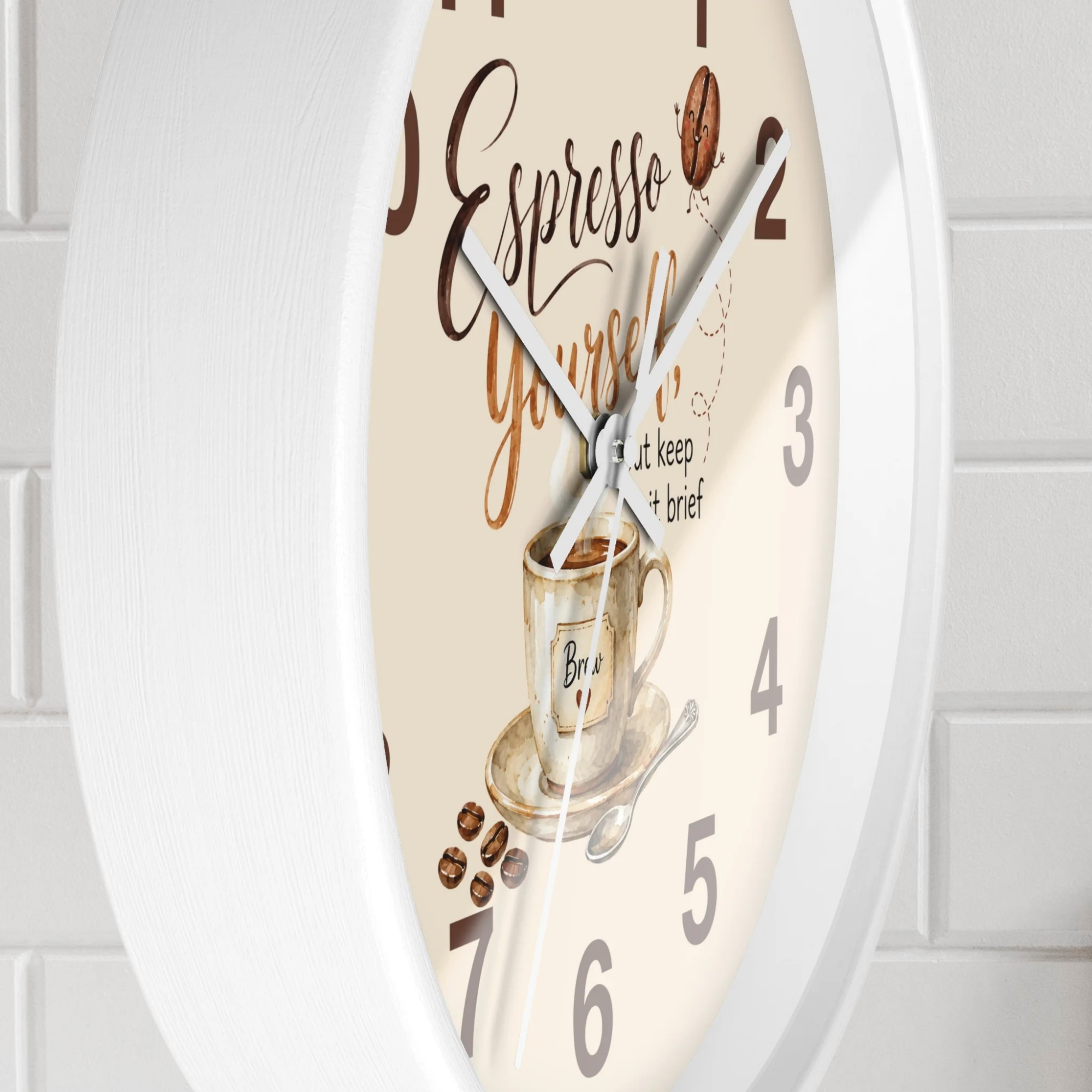 Espresso Yourself Coffee Wall Clock — Cute Café Kitchen Décor