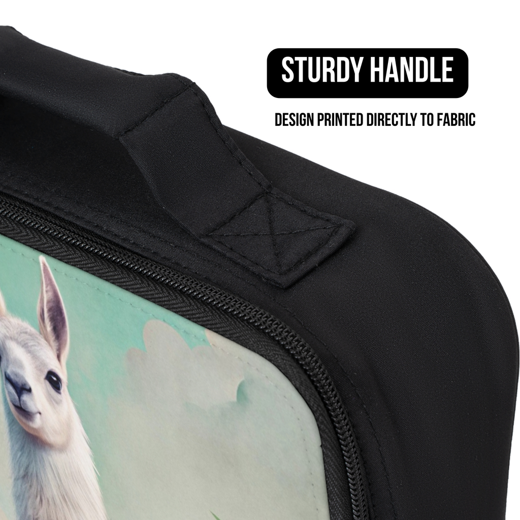 Floral Llama Insulated Lunch Bag - Cute Animal Lunchbox