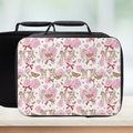 Lunch bag with poodle dogs and floral pattern on a light background