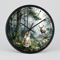 Forest Ginger Cat and Deer Woodland Wall Clock