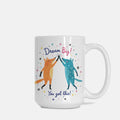 Mug with fox design and motivational text on a white background