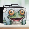  insulated lunch bag with a cartoon frog design on a white background