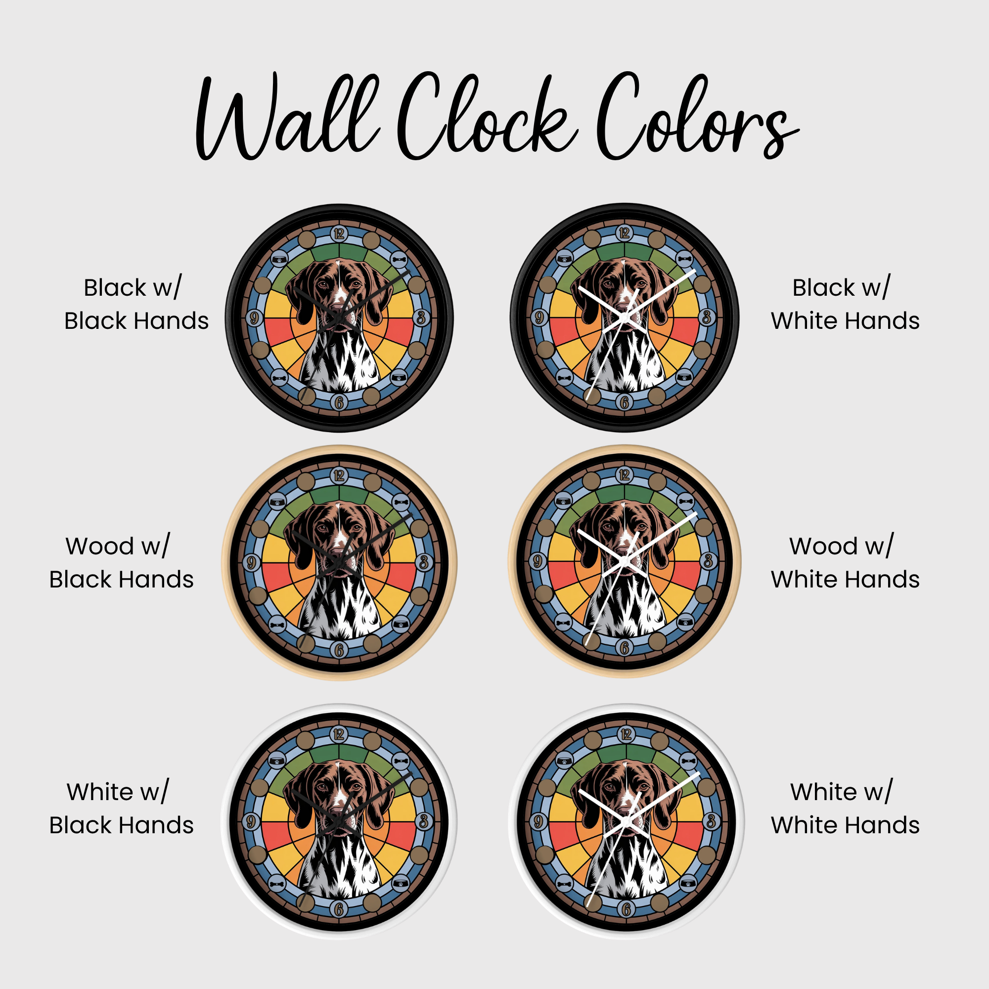 German Shorthaired Pointer Colorful Wall Clock — Dog Home Decor