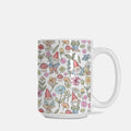 Mug with gnome and floral pattern on a white background