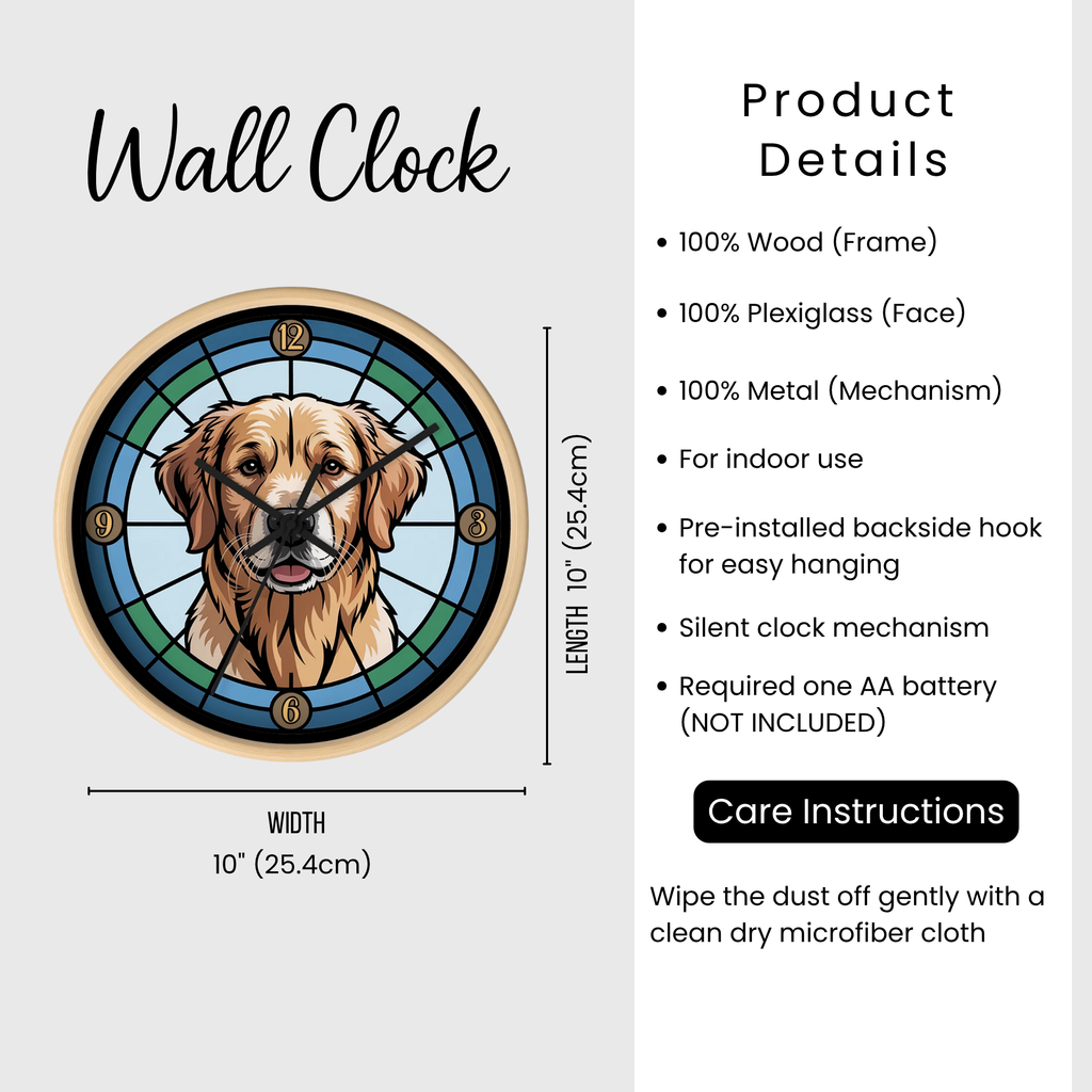 Golden Retriever Colorful Wall Clock — Dog Home Decor