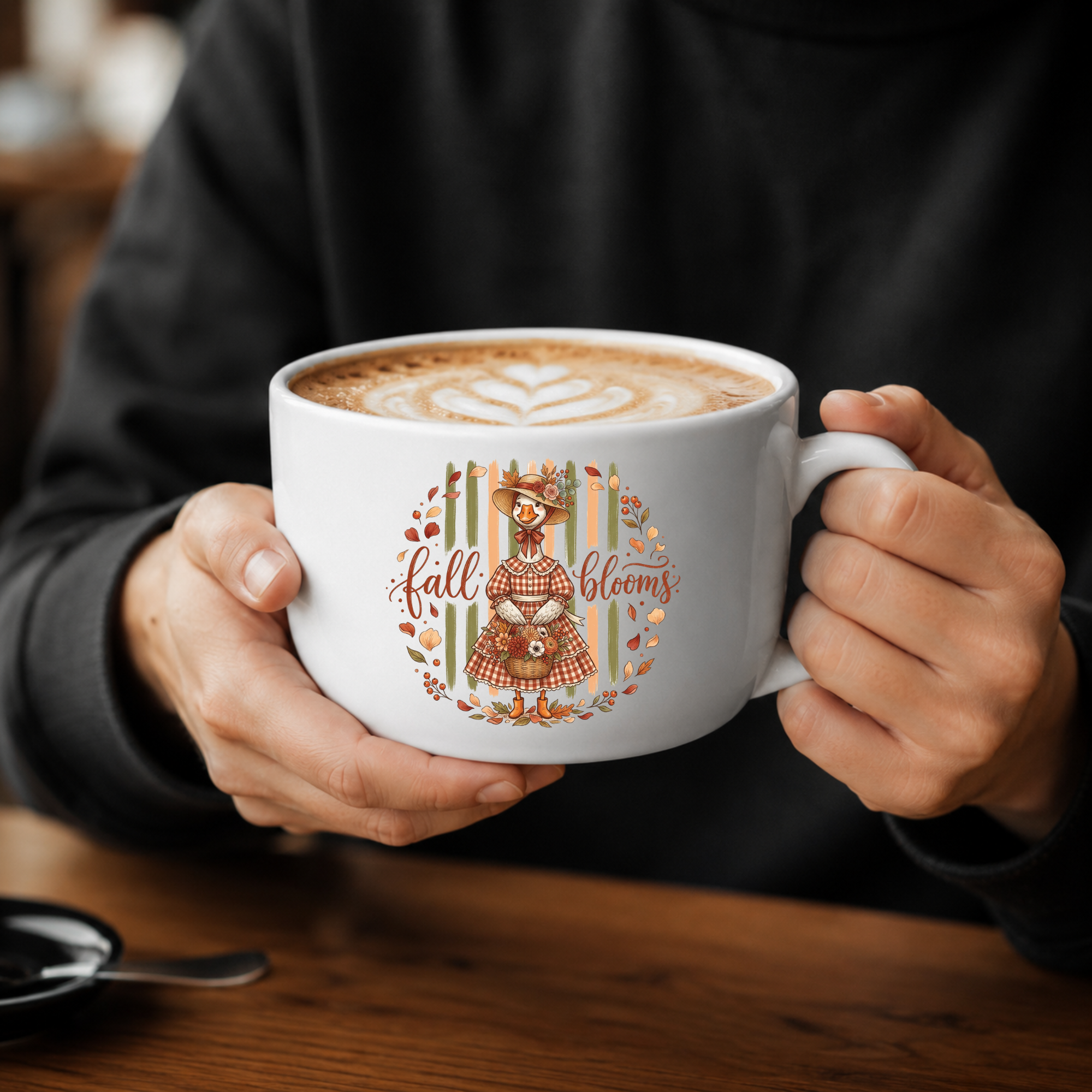 25oz Ceramic Latte Mug - 'Fall Blooms' Silly Goose Autumn Coffee Cup