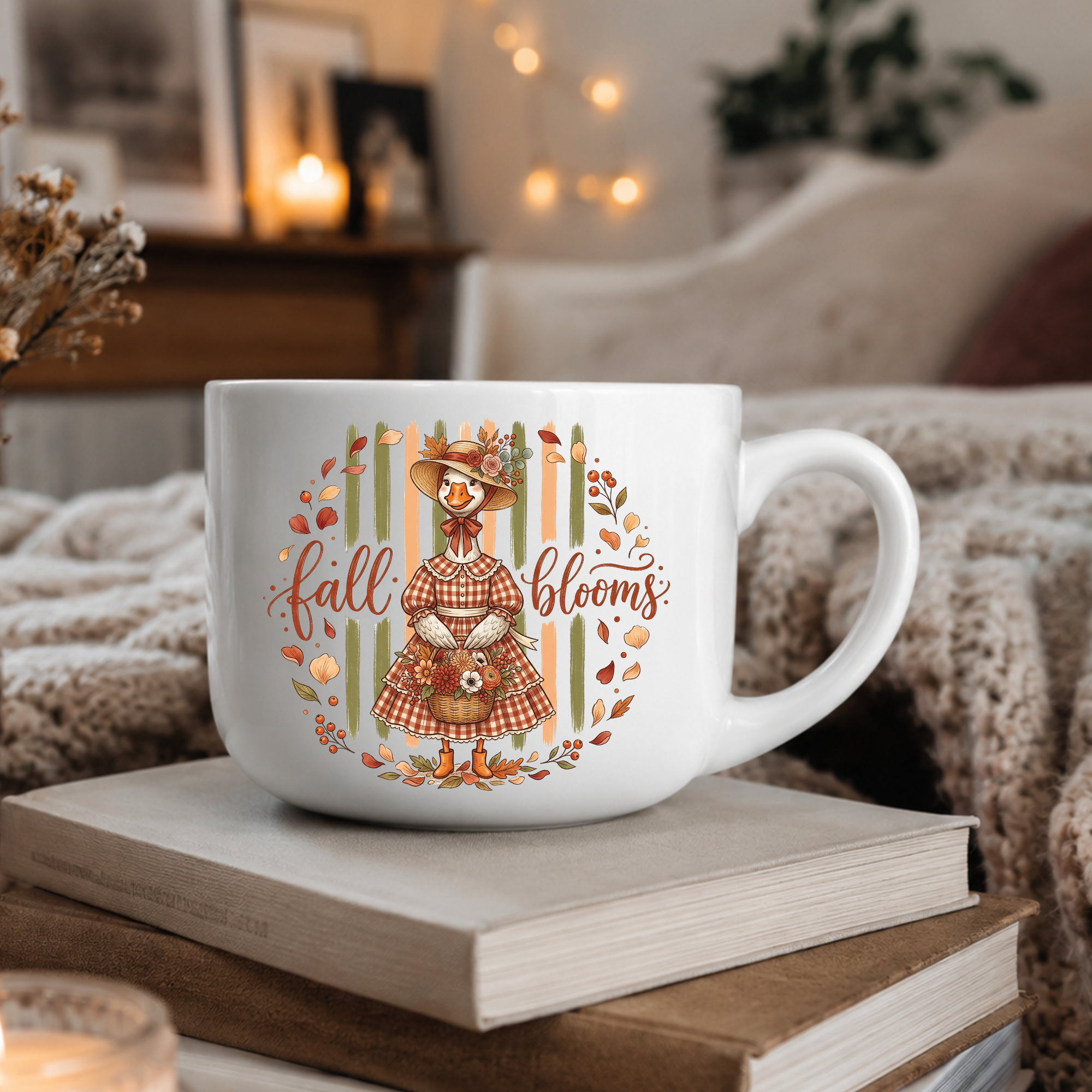 25oz Ceramic Latte Mug - 'Fall Blooms' Silly Goose Autumn Coffee Cup