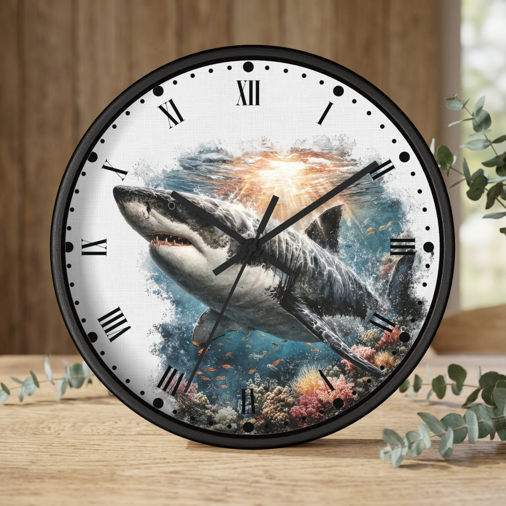 Great White Shark Wall Clock — Ocean Marine Decor