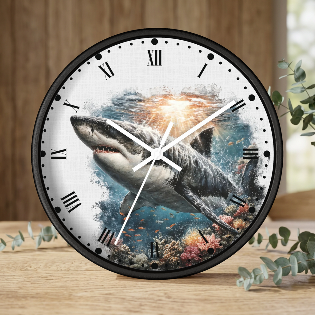 Great White Shark Wall Clock — Ocean Marine Decor