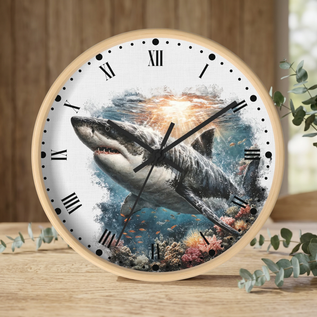 Great White Shark Wall Clock — Ocean Marine Decor