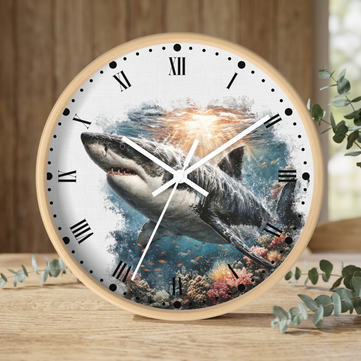Great White Shark Wall Clock — Ocean Marine Decor
