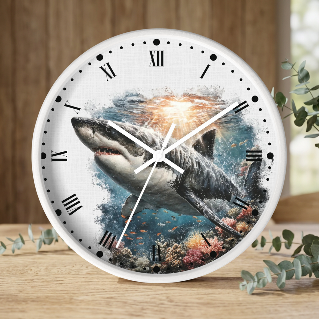 Great White Shark Wall Clock — Ocean Marine Decor