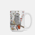 Mug with a parrot design on a white background