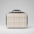 Rectangular bag with a pattern of small dog illustrations on a beige background